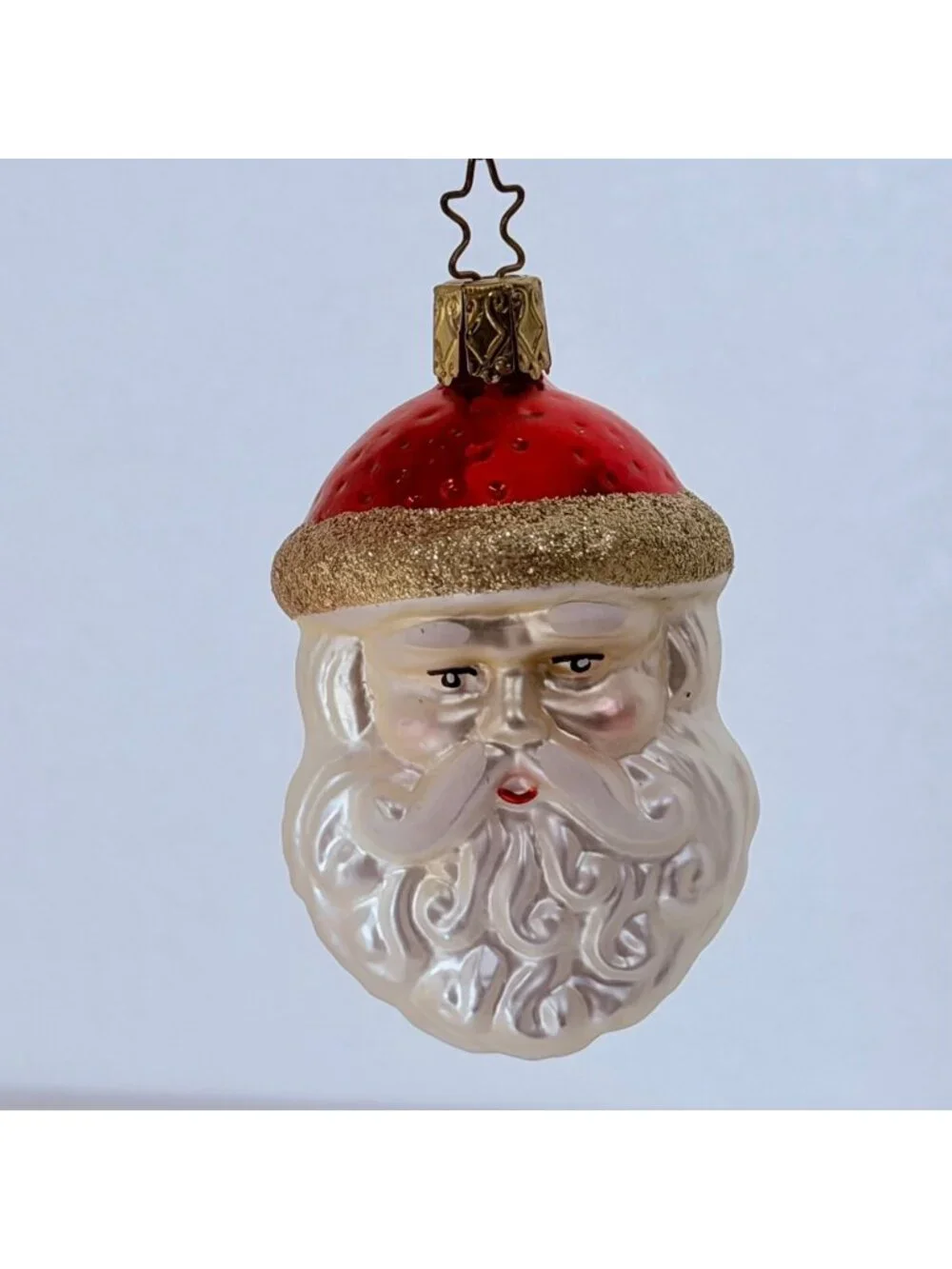 Germany Blown Glass Santa Claus Head Ornament Christmas Vintage Hand-Painted 4